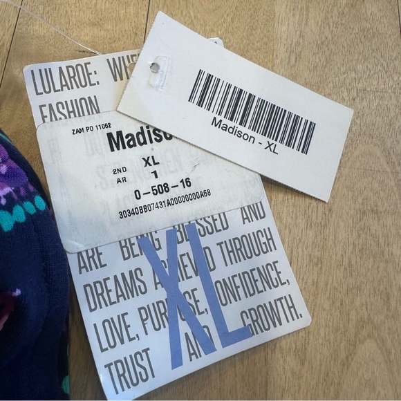 NWT LuLaRoe Floral Scribble XL Madison Skirt Unicorn Pockets Purple Teal Navy - Picture 3 of 10